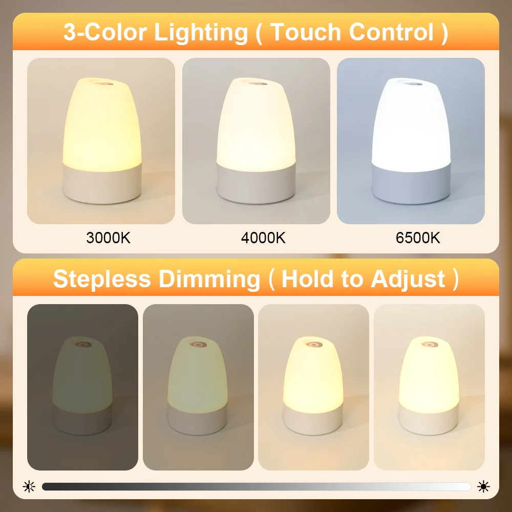 Touch Control Night Light Usb Rechageable Dimmable Touch Lamp Bedroom Portable Table Bedside Night Lamp 5V Decored Light