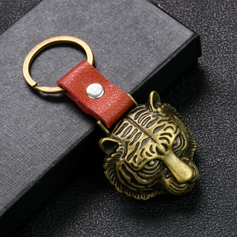 Fierce Snarling Tribal Tiger Oni  Keychain with Bottle Cap Opener