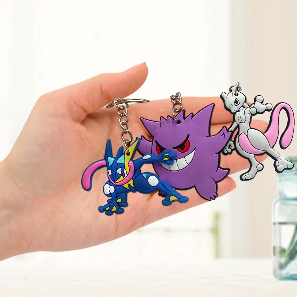8/16 Pcs Pokemon PVC Keychain Anime Birthday Party Favors Gifts for Kids Figure Pikachu Gengar Party Supplies Goodie Bag Fillers