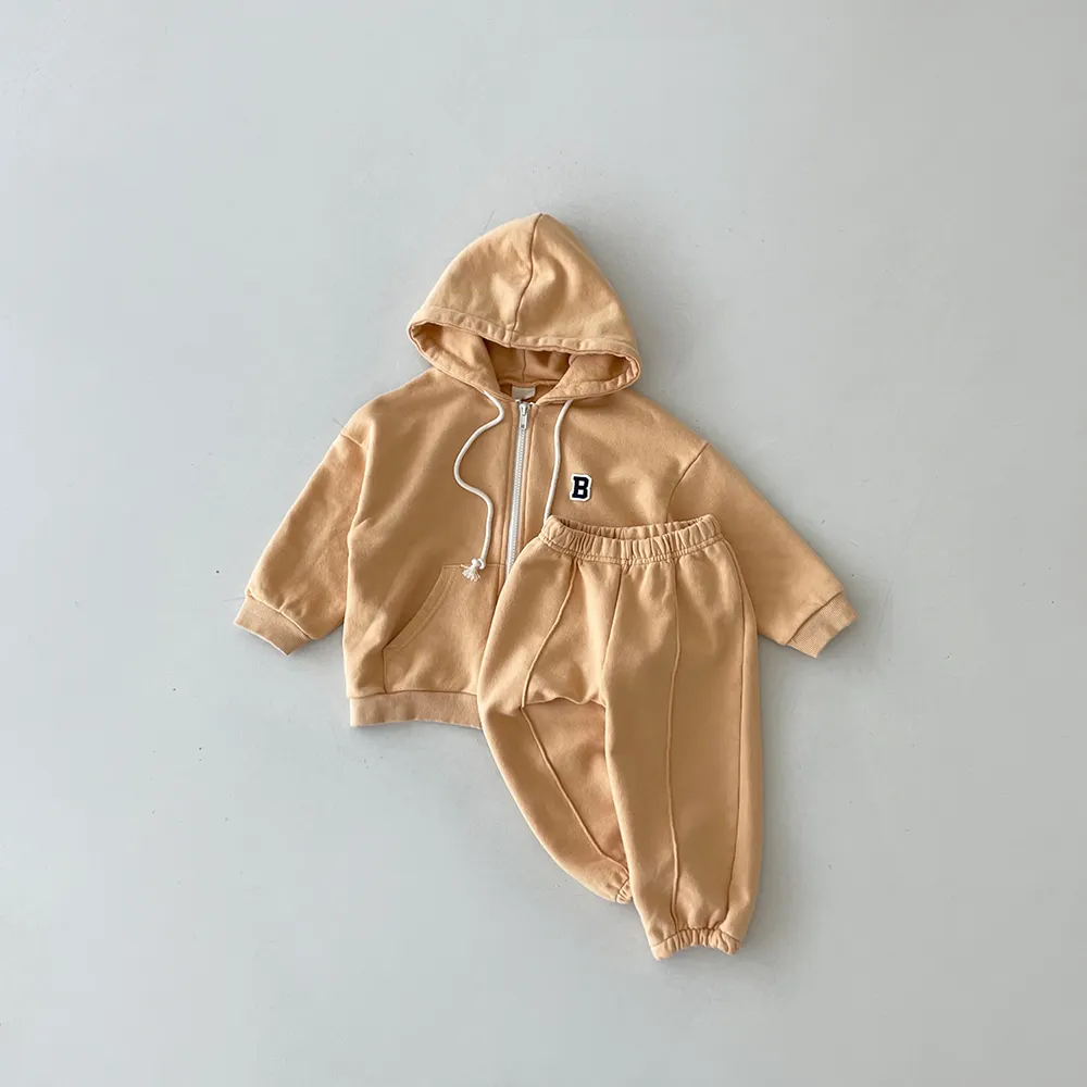 Children's Sweater Baby Boys Girls Spring And Autumn Zipper Hooded Letter Cardigan Windbreaker Outerwear