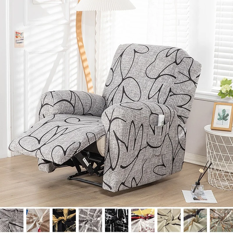 

4 Pieces/set Recliner Sofa Cover Stretch Floral Print Spandex Lazy Boy Armchair Slipcovers Couch Covers for Living Room Decor