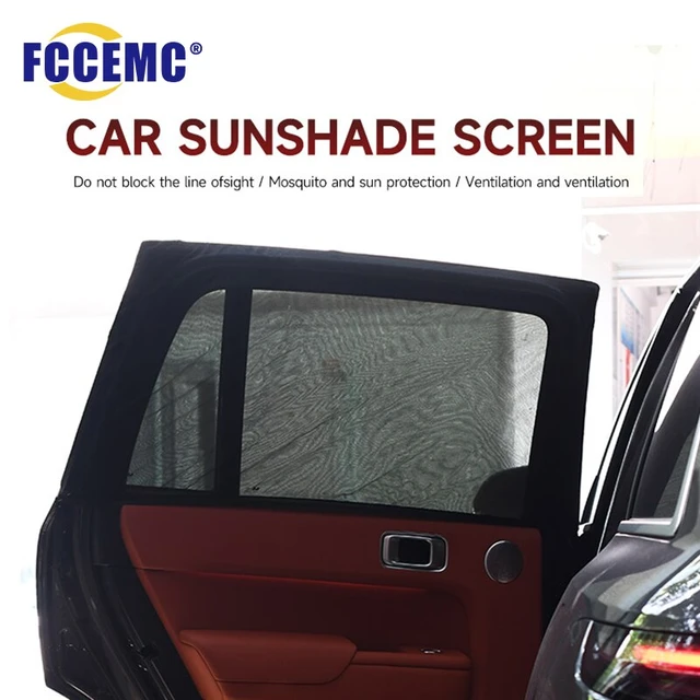 Car Window Shades, 2 Pack Breathable Mesh Side Car Window Sun Shades,  Stretch Car Window Screens for Baby/Camping Heat Block UV Protection, Back