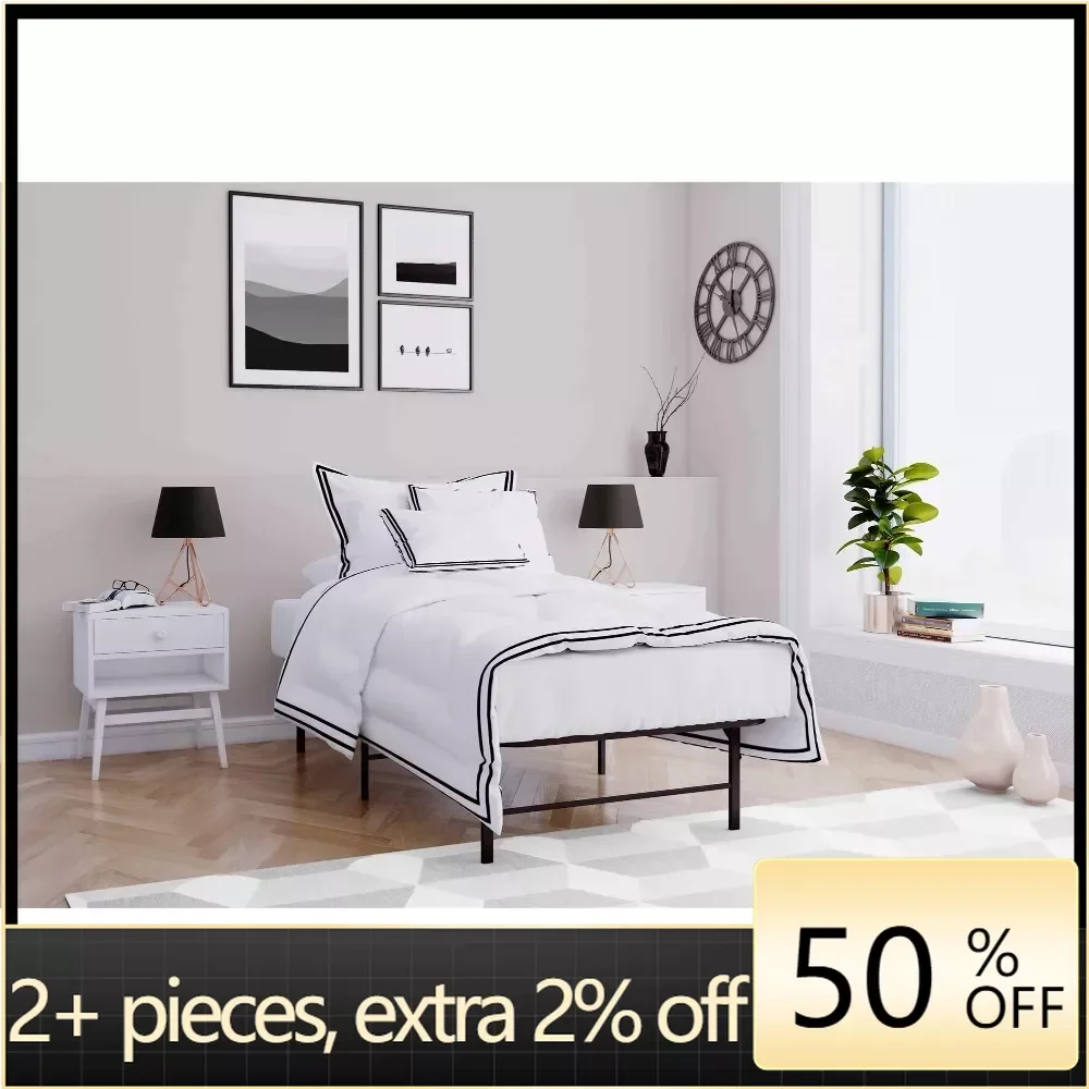 

Foldable Metal Platform Bed Frame and Mattress Foundation Black - Twin Freight Free Bedroom Furniture Home