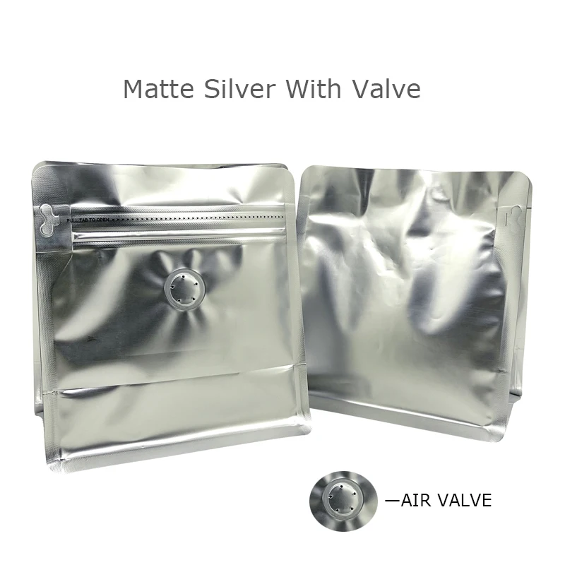 Customized Logo Coffee Packaging Bag with Valve – 1 lb Flat Bottom Gusset Pouch with Easy-Open Side Tab