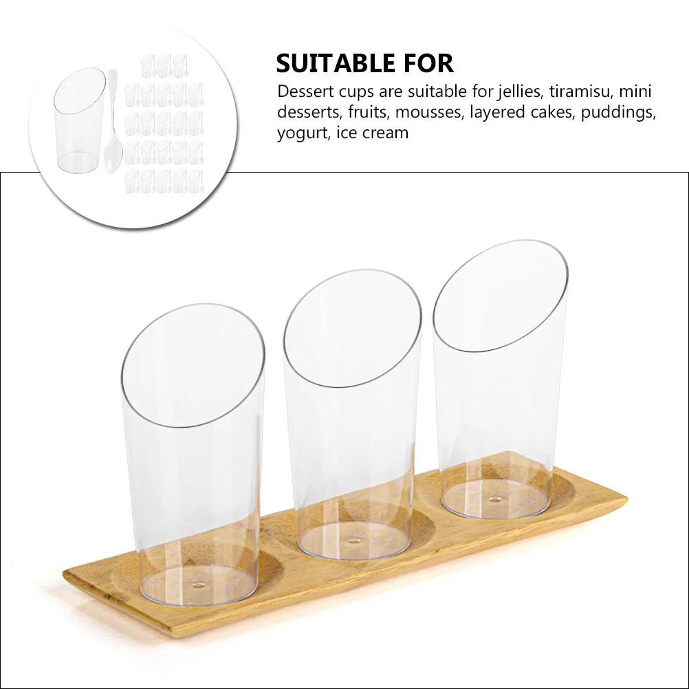 24 Sets Multi-function Pudding Cup Mini Cake Stand Dessert Glasses Supply Transparent Mousse Ice Cream Sundae Cups