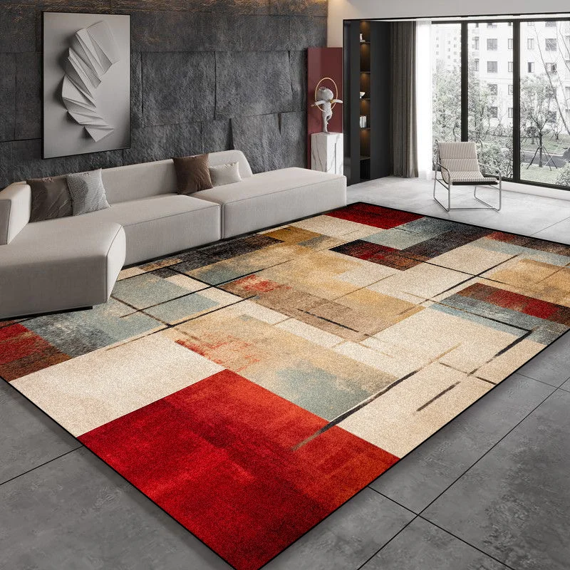 Modern Black Brown Geometry Carpet Living Room Decor Bedroom Bedside Soft Floor Mat Home Sofa Non-slip Large Rugs Customizable 3