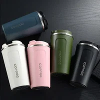 380/510ML Stainless Steel Coffee Mug Leak-Proof Travel Thermo Cup Vacuum Flask Insulated Office Cup Water Kettle Solid Color 3