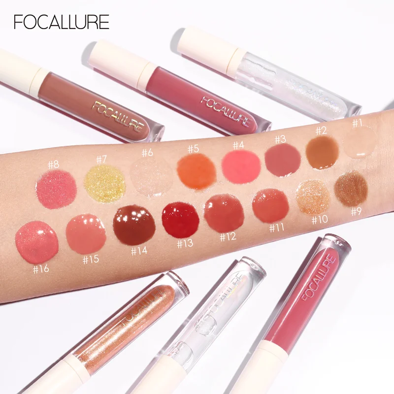Lip Makeup Lip Glaze Lip Tint Lip Gloss Lip Lacquer FOCALLURE Makeup Lip Gloss Moisturizing Long Lasting Juicy Jelly Lip Tint 16 Colors Shiny Transparent Lipgloss Women's Cosmetics
