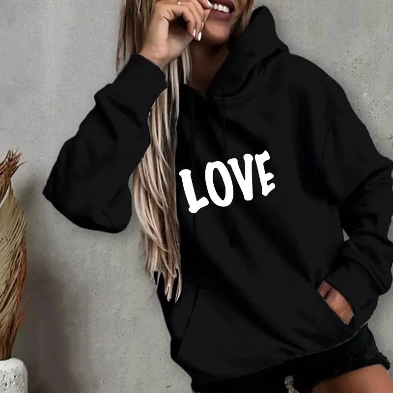 Print Harajuku Letter Korean Y2K Hoodies Love Hip hop Grunge Gothic Hooded Women Couple Men Autumn Winter Unisex Perppy Clothes