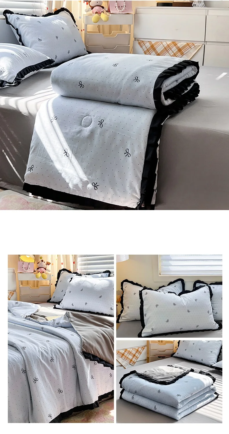 Floral Style Duvet Summer Comforter Single/Queen Size Quilts Quilted Blanket Skin-friendly Bedspread 여름이불(Pillowcase Need Order)