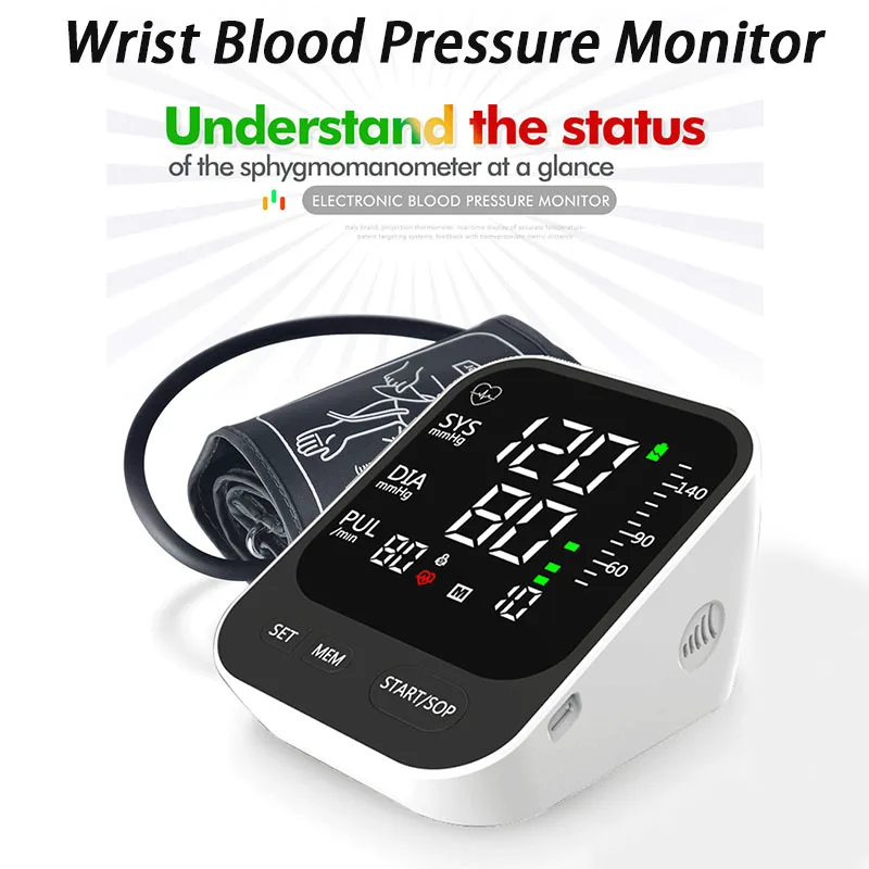 Wrist Blood Pressure Monitor Digital Voice Heart Rate Blood Pressure Monitor Portable Digital Voice Home Medical BP