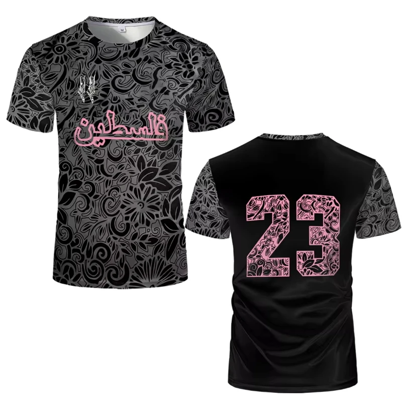 Maglia da calcio palestinese T-shirt per adulti e bambini Nuova estate Stampa digitale Uniformi da calcio Sport casual Bandiera palestinese Top da palestra - Image 5