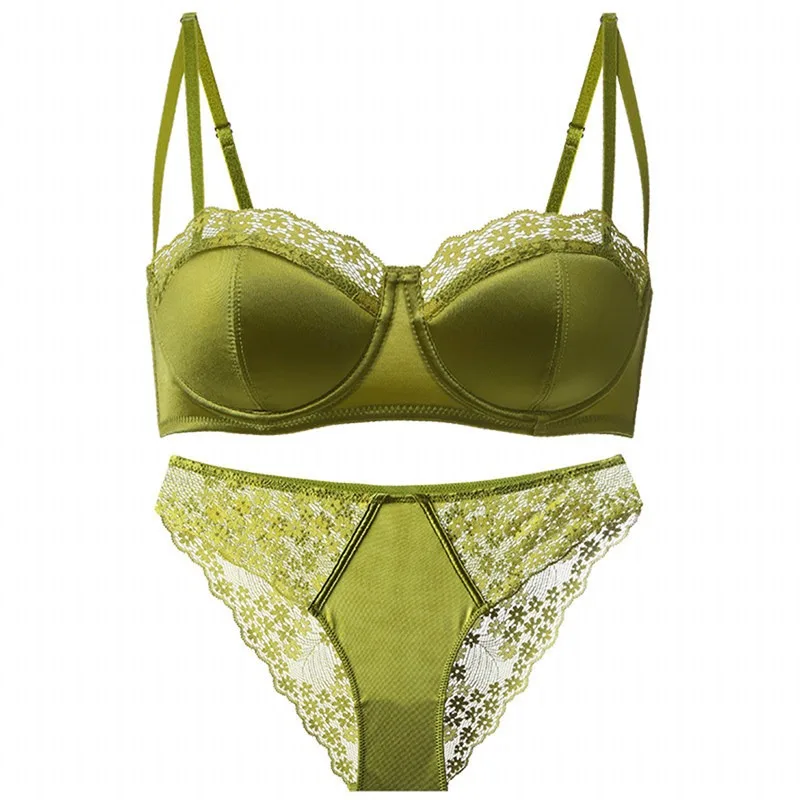 Ensemble de lingerie sexy tendance, soutien-gorge en dentelle demi-bonnet push-up à armatures fines, anti-affaissement, minimiseur de graisse sous les aisselles pour usage quotidien