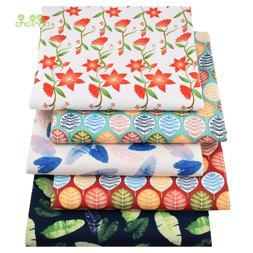 Chainho,Digital Printing Waterproof Fabric,DIY Quilting & Sewing Material, Flower& Leaves Series,For Suitcase,Handbag,Tablecloth