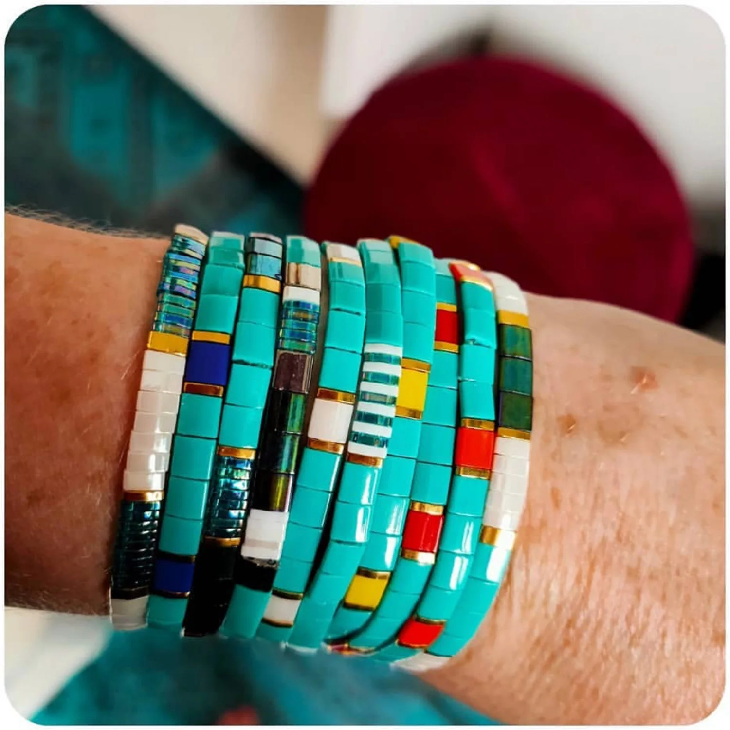 KELITCH Donne Tila Perline Braccialetti Colorful Charm Bracelet