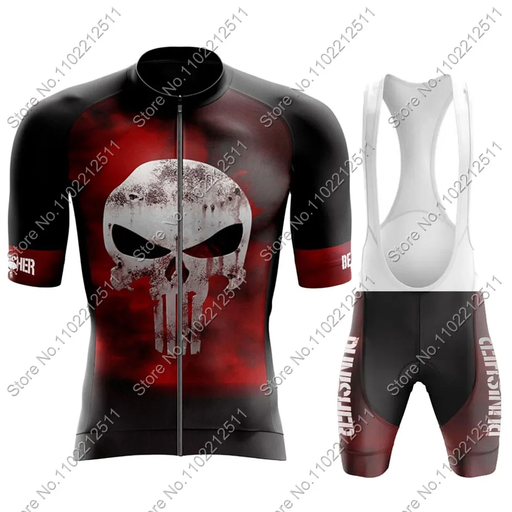 Skull Cycling Jersey Set Short Sleeve Summer Clothing Mans Road Bike Shirts Suit Bicycle Bib Shorts MTB Riding