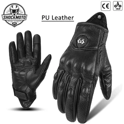 Vintage Leather Motorcycle Gloves - Durable, Anti - Slip, Unisex Summer Riding Accessory - XXL (Black PU)