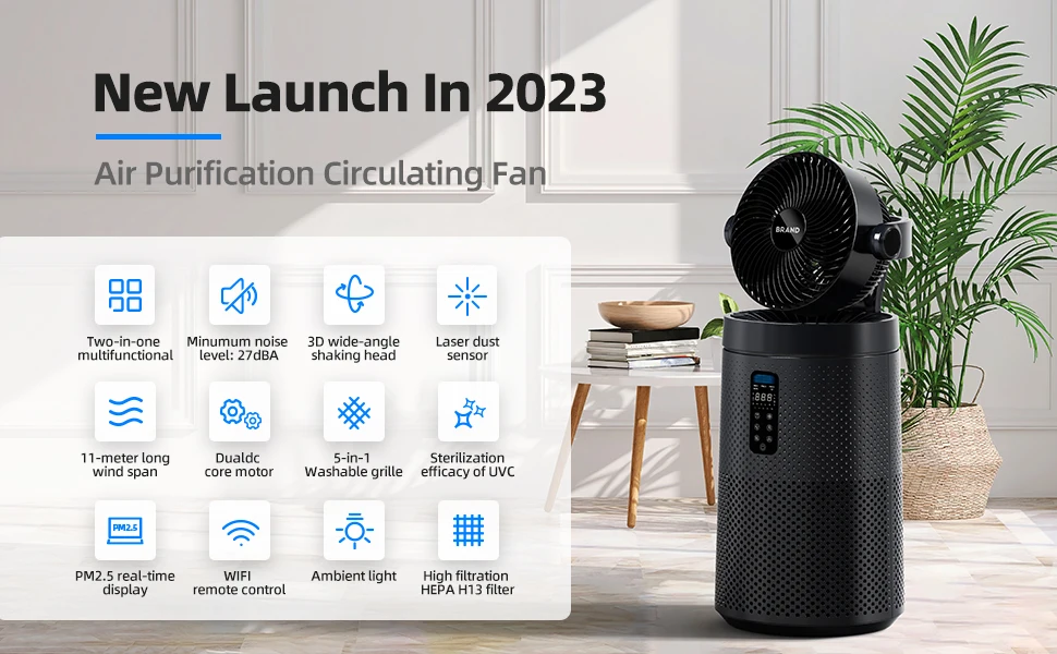 Custom Carbon Air Purifier with WiFi Remote Control Pet-Friendly Air Circulation