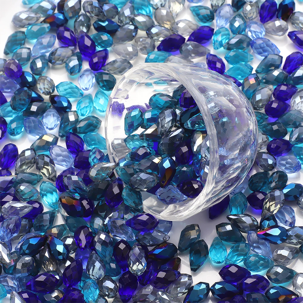 30Pcs/Lot 8x13mm Blue Crystal Glass Faceted Teardrop Beads For Jewelry Making Necklace Garment Diy Accessories Wholesale