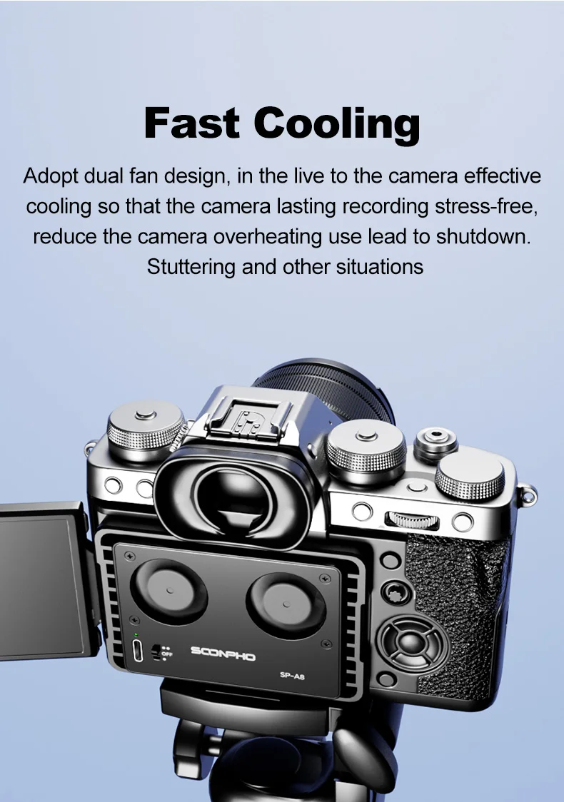 SP-A8 Camera Cooling Fan for Sony Canon FUJI A7M4 ZVE1 A6700 A7C2 ZVE10 ZV1 R5 9