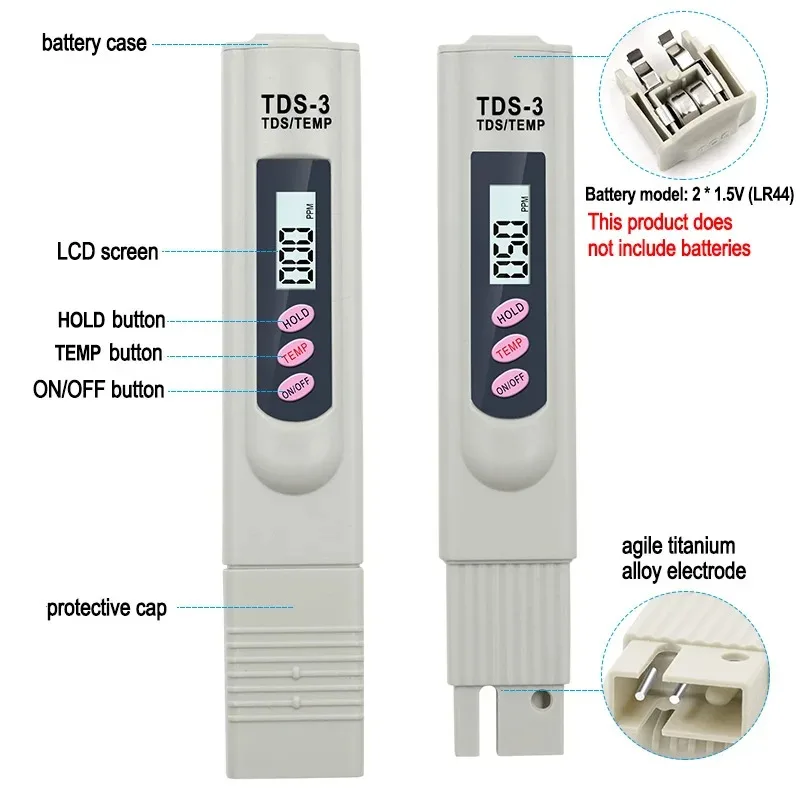 Portable LCD Digital TDS Water Quality Tester Water Testing Pen Filter Meter Measuring Tools Accessory For Aquarium Pool water quality detector water tester