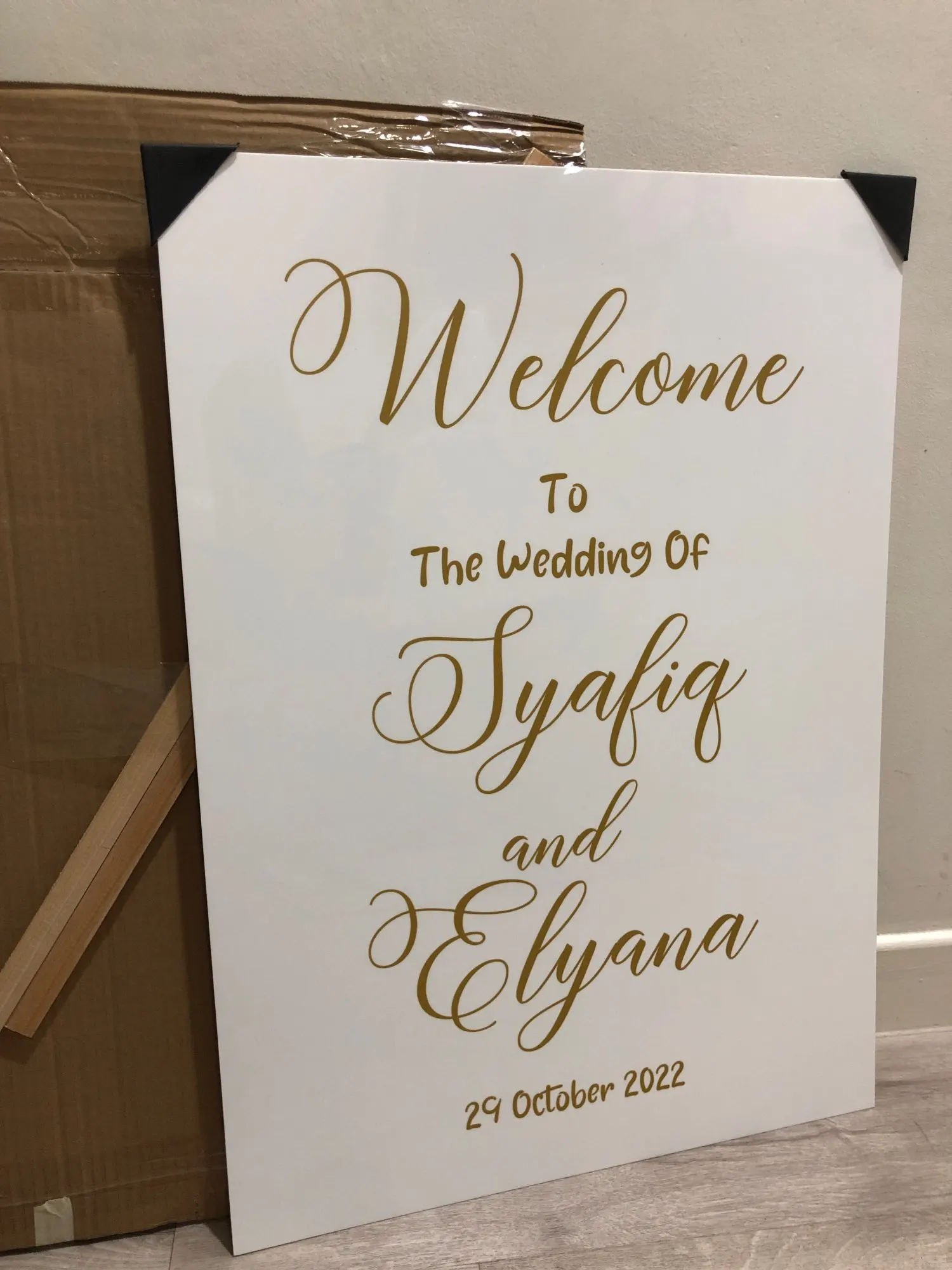White Acrylic Board Name Sign Shop Store Display Arch Stand Baby Shower Ballon Engagement Anniversary Party Welcome Banner