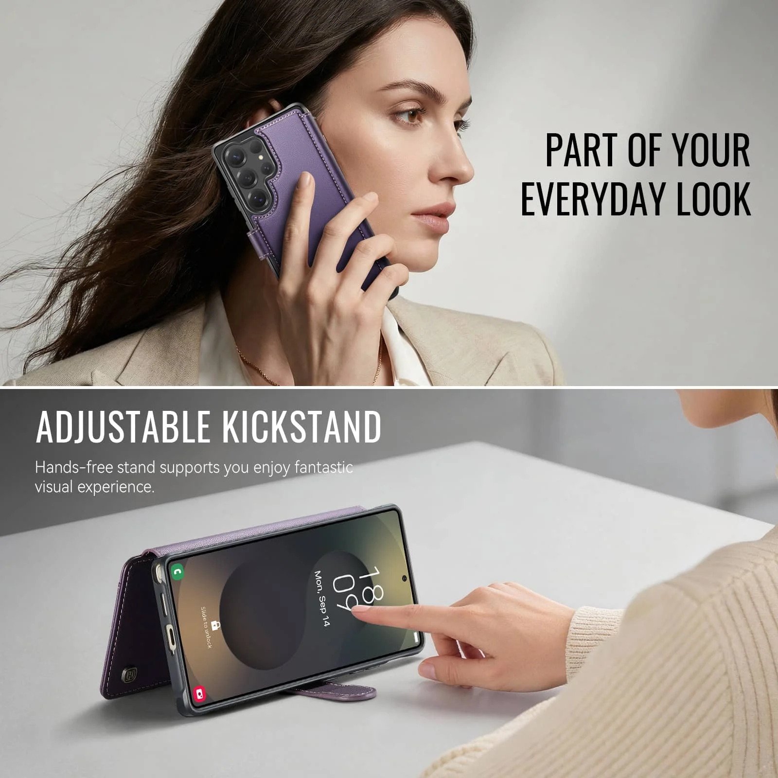 Magnetic PU Leather Wallet Case with RFID Card Holder and Stand – Slim Shockproof Flip Cover