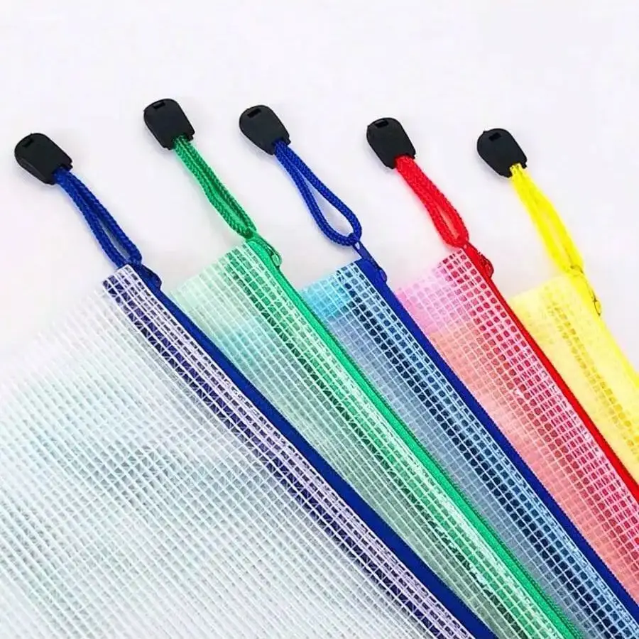 A4 Zipper Bag 10pcs Multi-color Waterproof Plastic File Bag Multi-purpose Travel Storage Office Home Organizing