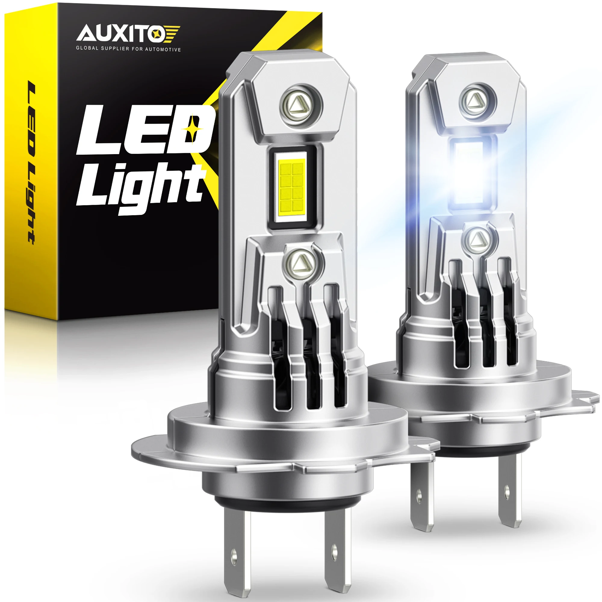 AUXITO 2Pcs 100W High Power H7 LED Bulb Turbo Headlight 6500K 20000LM 12V CSP Powerful H7 Ventilated LED Diode Lamp Mini