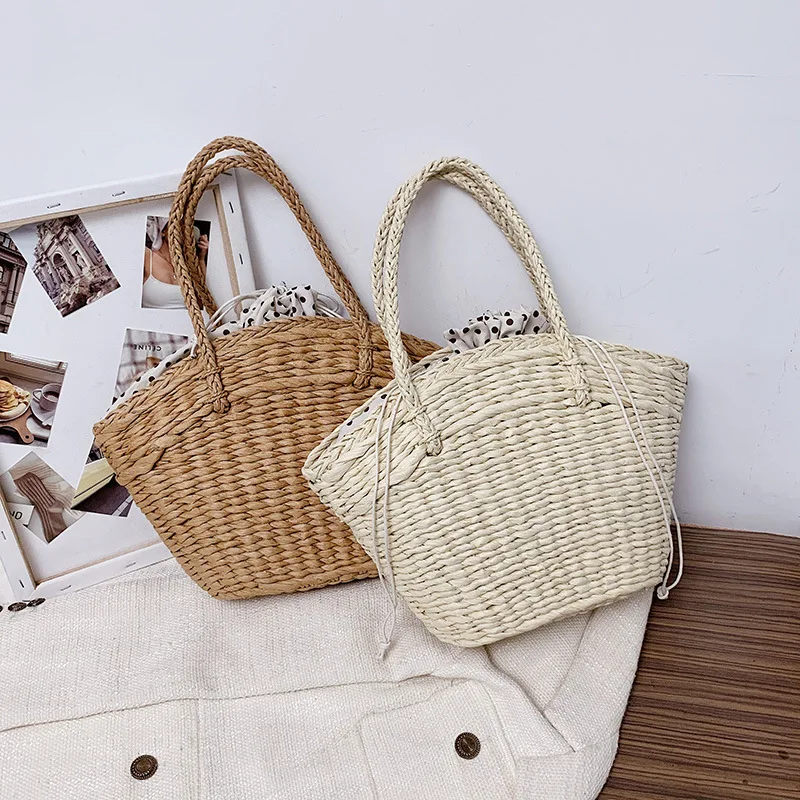 Women Bohemian Beach Handbag Rattan Wicker Straw Tote Bag Large Capacity Female Casual Travel Fashion Shoulder Basket Bolsos