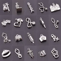 20Pcs/Lot Medical Doctor Nurse Hat Medicine Syringe Stethoscope Charms Ambulance Hospital Pendant For Diy Jewelry Making Bulk 1