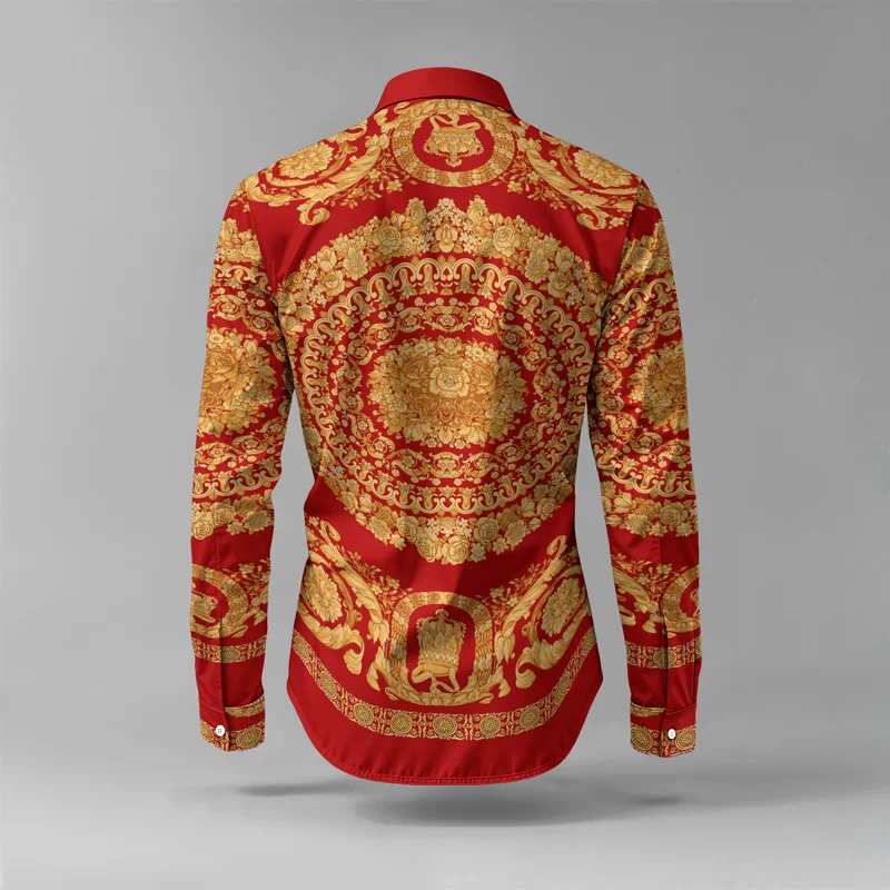 2025 Spring Summer Men Shirt Set Brand Print Fashion Printing Two Piece Set Mens Light Luxury Lightweight Party Long Sleeves_voghion.com