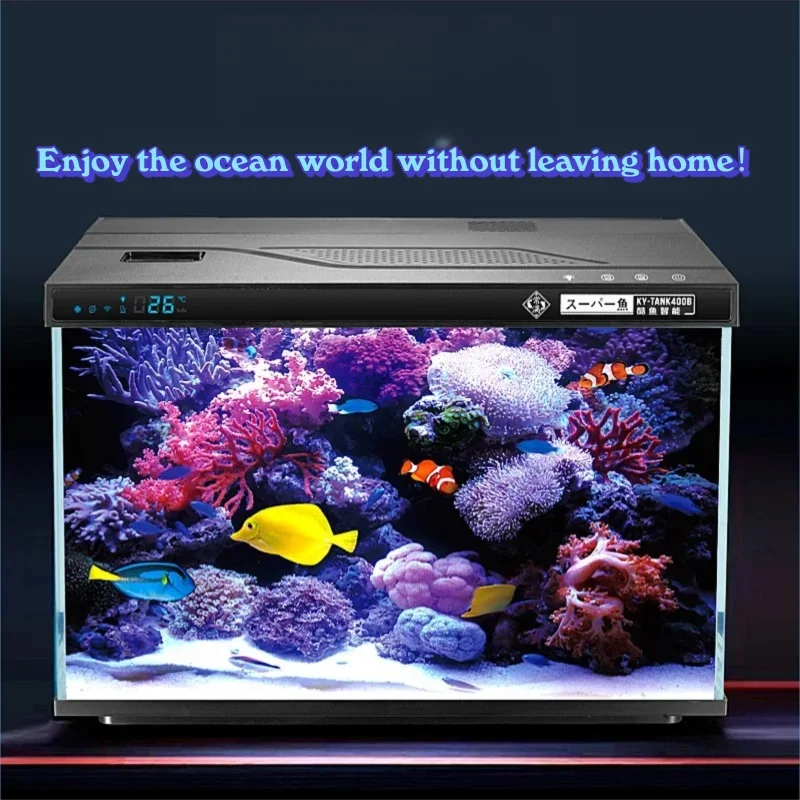 Acuario de peces frescos, tanque de peces de escritorio inteligente, aplicación táctil, Control silencioso, reducción de aire, arrecife de Coral para agua dulce marina