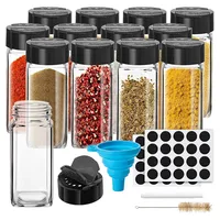 Glass Spice Jars with Labels,4oz Spices Containers Spice Jars with Black Shaker Lids,Empty Containers for Spice, Silicone Funnel 1