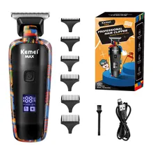  Kemei-5090 Digital Display Professional Barber Pusher For Men Hair Clipper Reciprocating Random Graffiti Pattern Electric 
