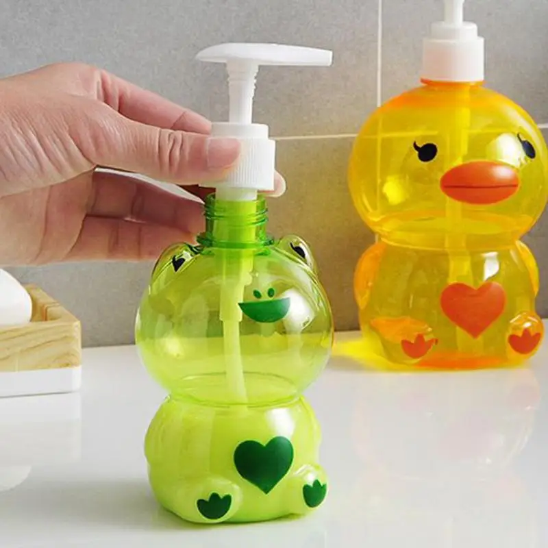 250ml Portable Kids Cute Animal Soap Dispenser Frog/duck Shape Push-type Dispenser Shampoo Container Soap Dispenser Shampoo Dispenser
