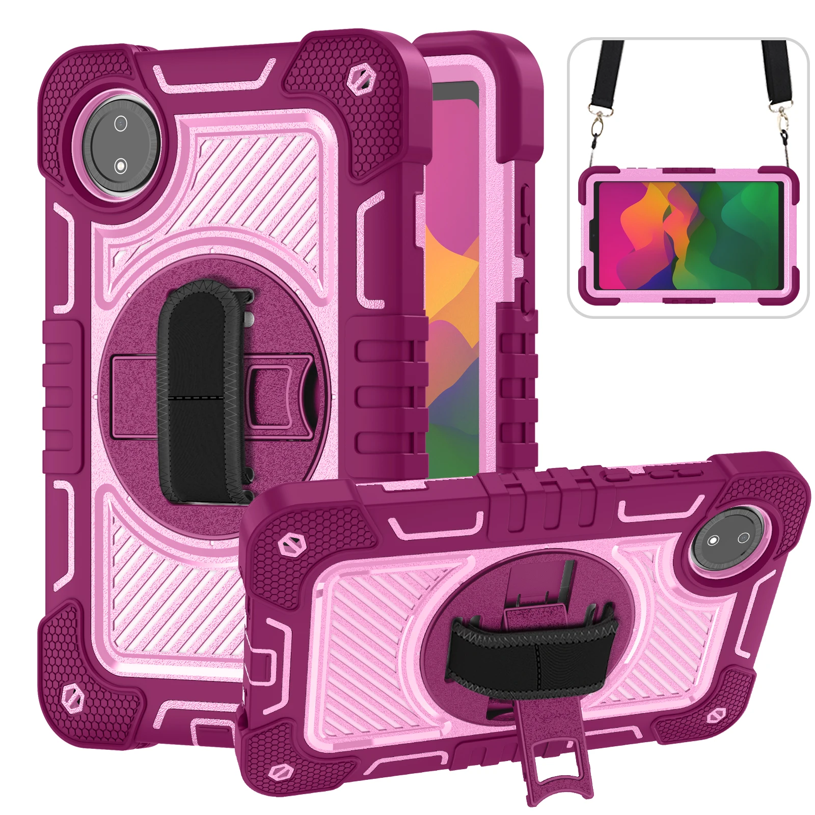 360 Rotatable Shockproof Case with Stand, Hand and Shoulder Straps