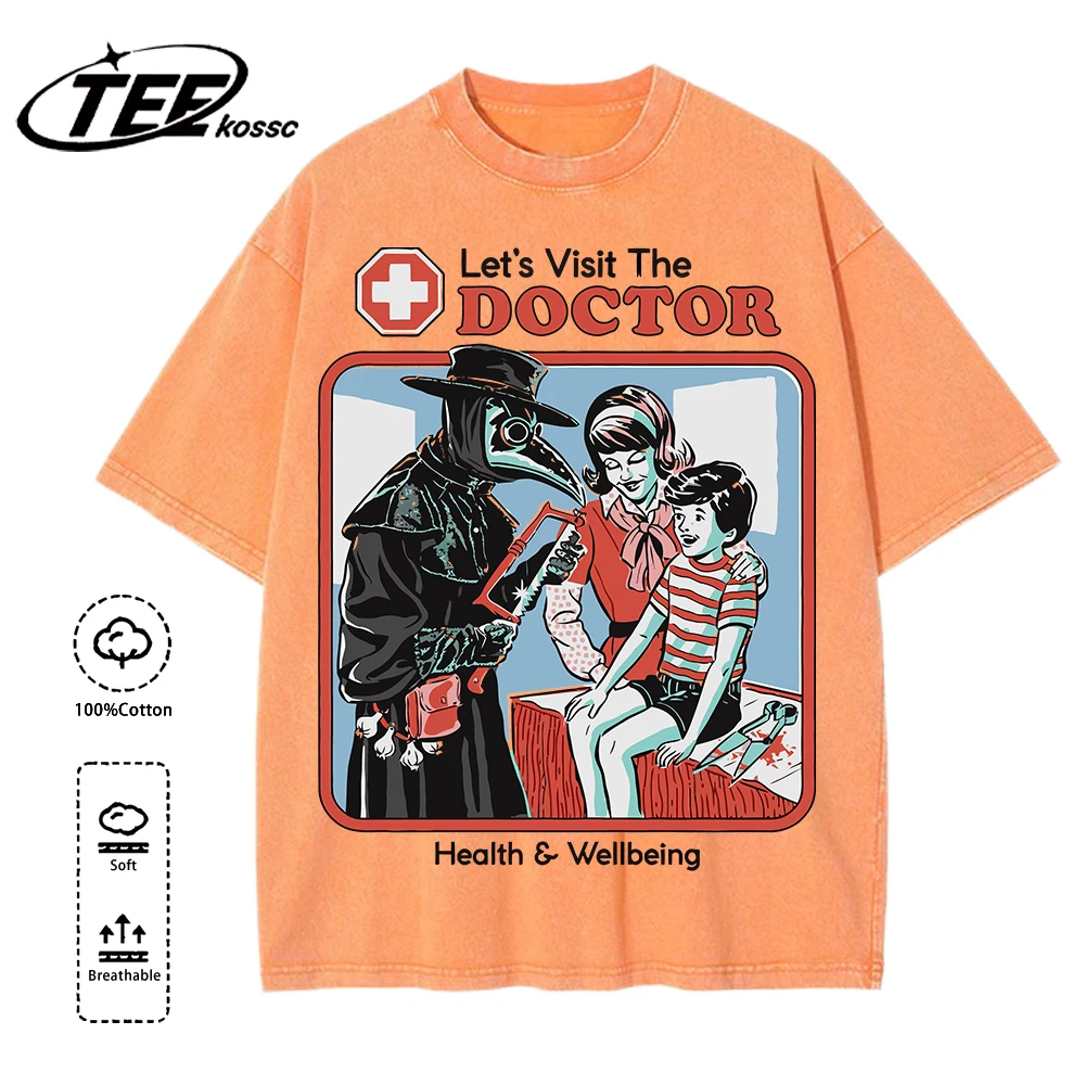 The Treating Doctor Design Washed T-Shirt Herren Sommer Hot Sale T-Shirts Baumwolle Bequemes Top Unisex Mehrfarbige weiche Kleidung – Detail 30