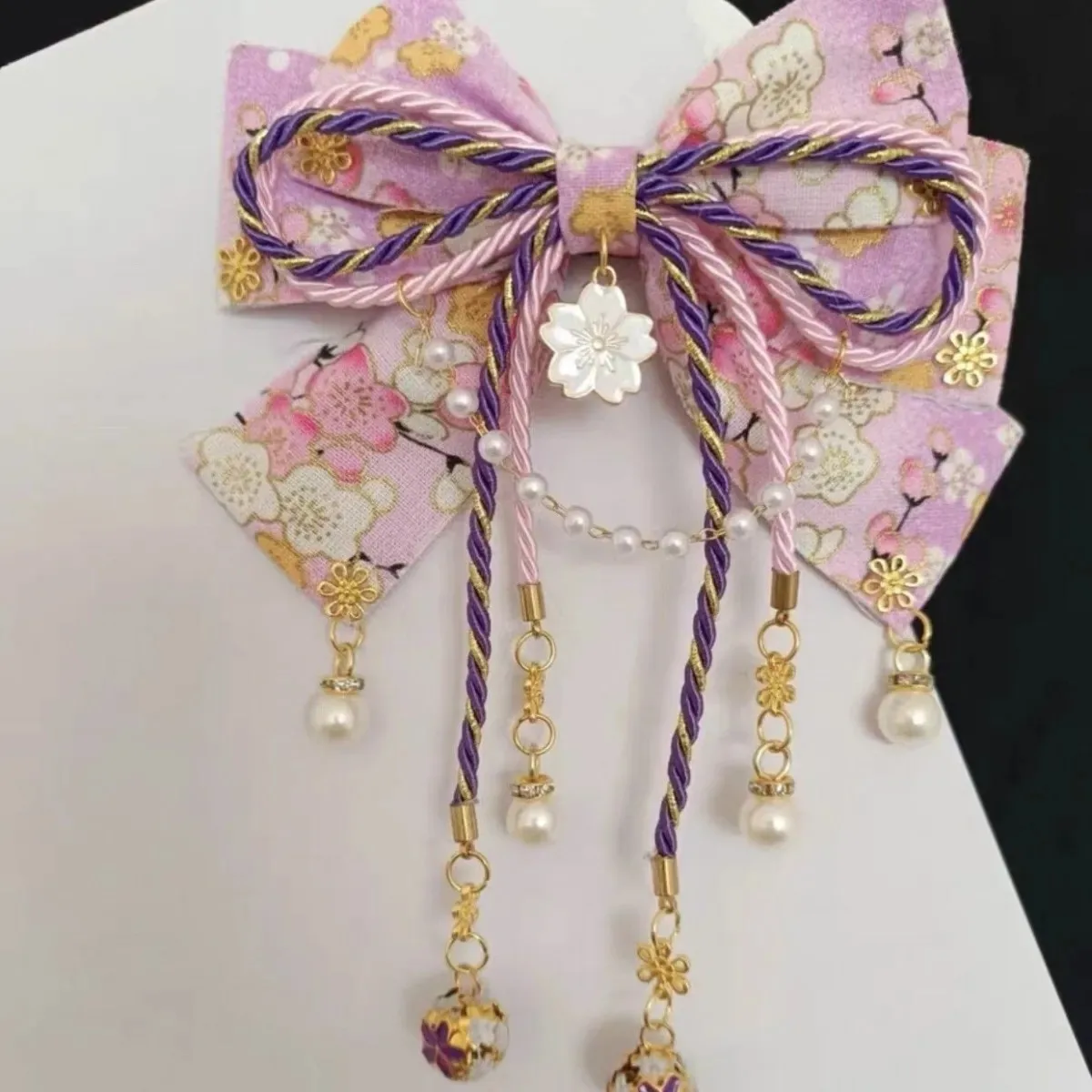 New Sle Japanese Sakura  Knot Hair Accories Gold Emed Large Tassel  Clip Lolita Girls Faion Hairpins
