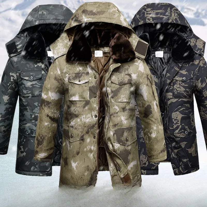 

Men 2023 Winter Fashion Thick Warm Windproof Jackets Men's Camouflage Hooded Parka Coats Male Loose Cotton-padded Coats F499