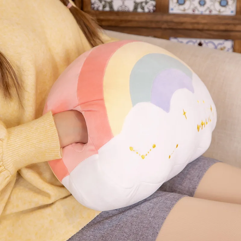 부드럽고 편안한 무지개는 베개 귀여운 스타 쿠션 사랑 낮잠 이중 목적 베개 사무용품 소녀 선물에 개입 할 수 있습니다