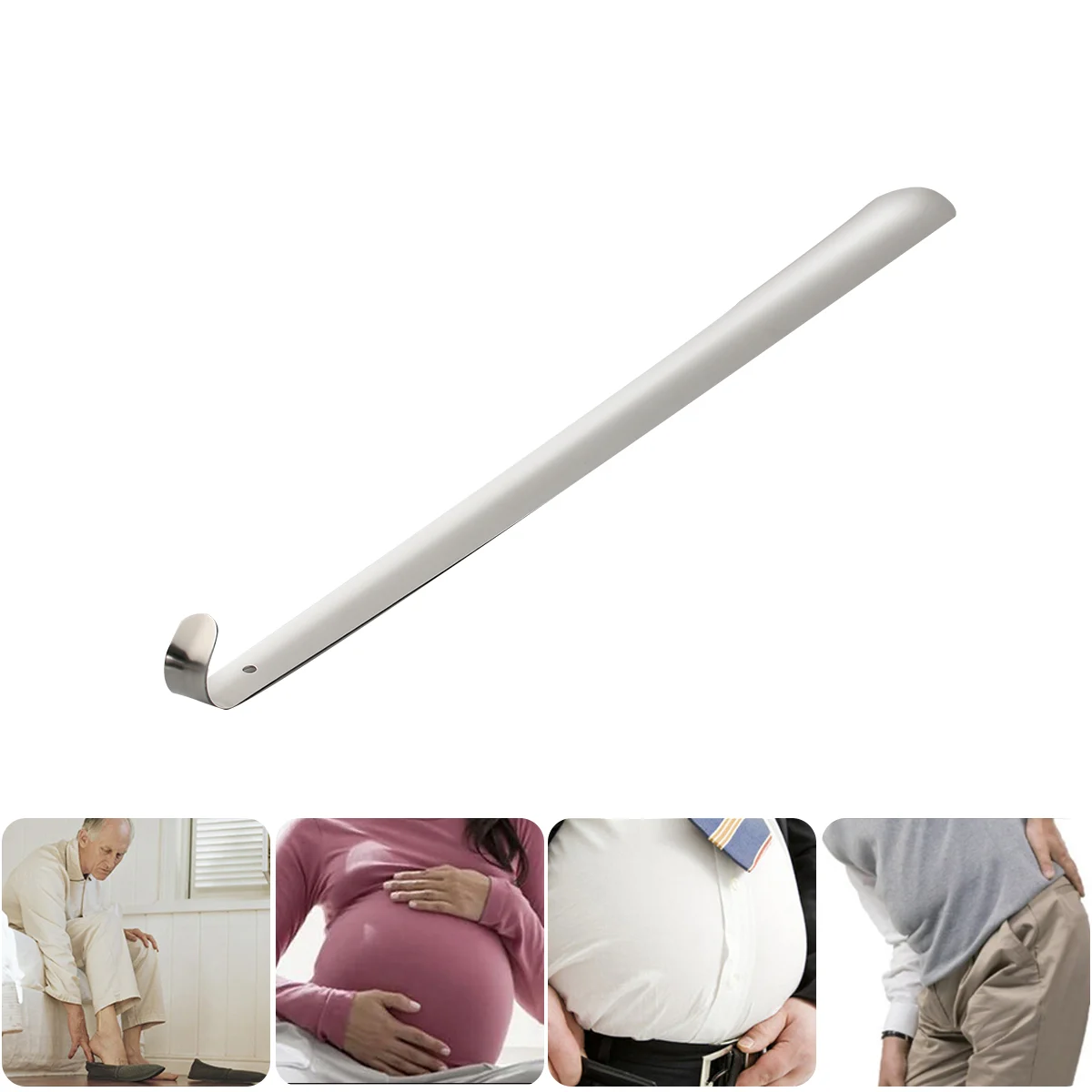50 CM Boots for Men 50cm Shoe ShoeShort Shoe Horn For Men with Hanging Hole Stainless Steel Man Handheld Shoe Horn