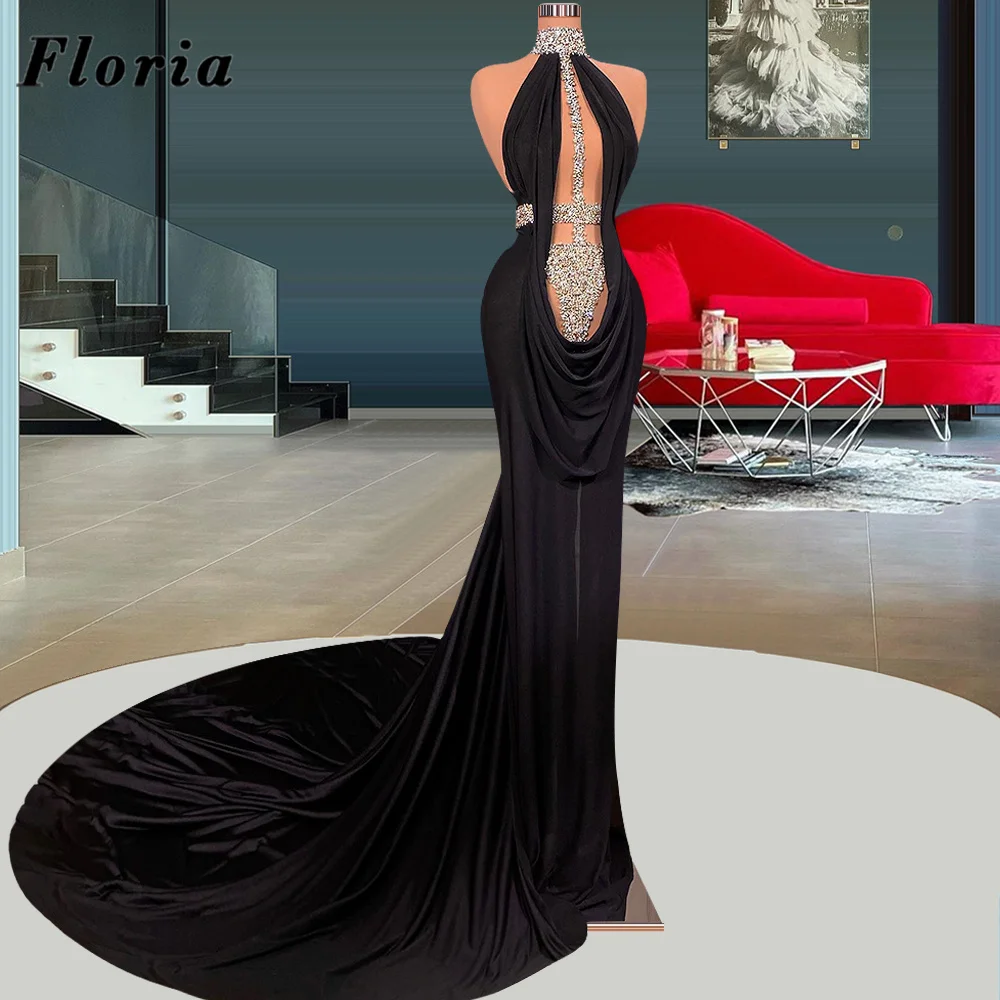 

Floria Sexy Black Mermaid Evening Dresses Dubai Couture Beaded Red Carpet Runway Dress Long Prom Party Gowns Vestidos De Noche