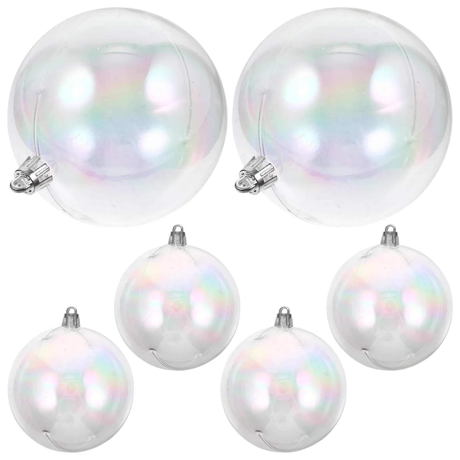 

Christmas Iridescent Ornaments Balls Plastic Bauble Ball Fillable Round Xmas Tree Hanging Decorations Pink