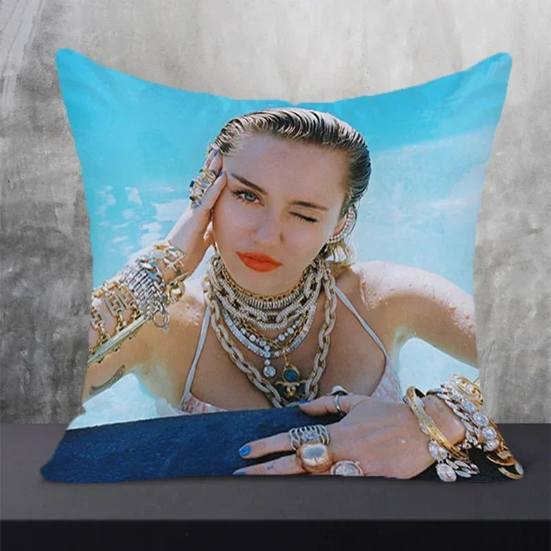 

Pillow Covers Decorative Art Cases Cushion Cover 45*45 Furniture Pillowcases Miley Cyrus Sofa Cushions Home Decor Pillowcase