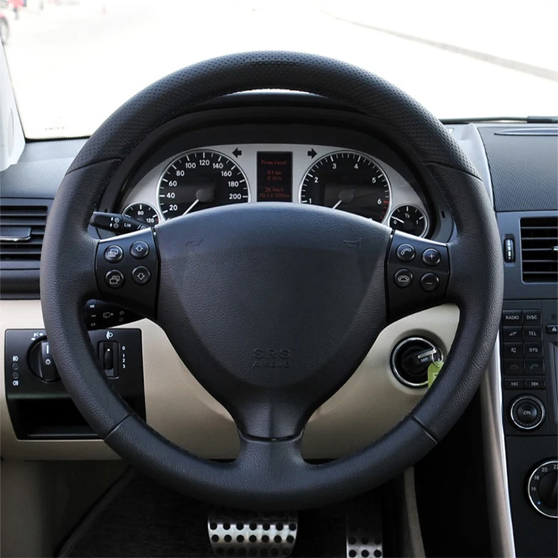 Coprivolante per auto per Mercedes Benz Classe A W169 2004-2012 Personalizza involucro sterzo fai da te Cucito a mano in pelle microfibra - Image 2