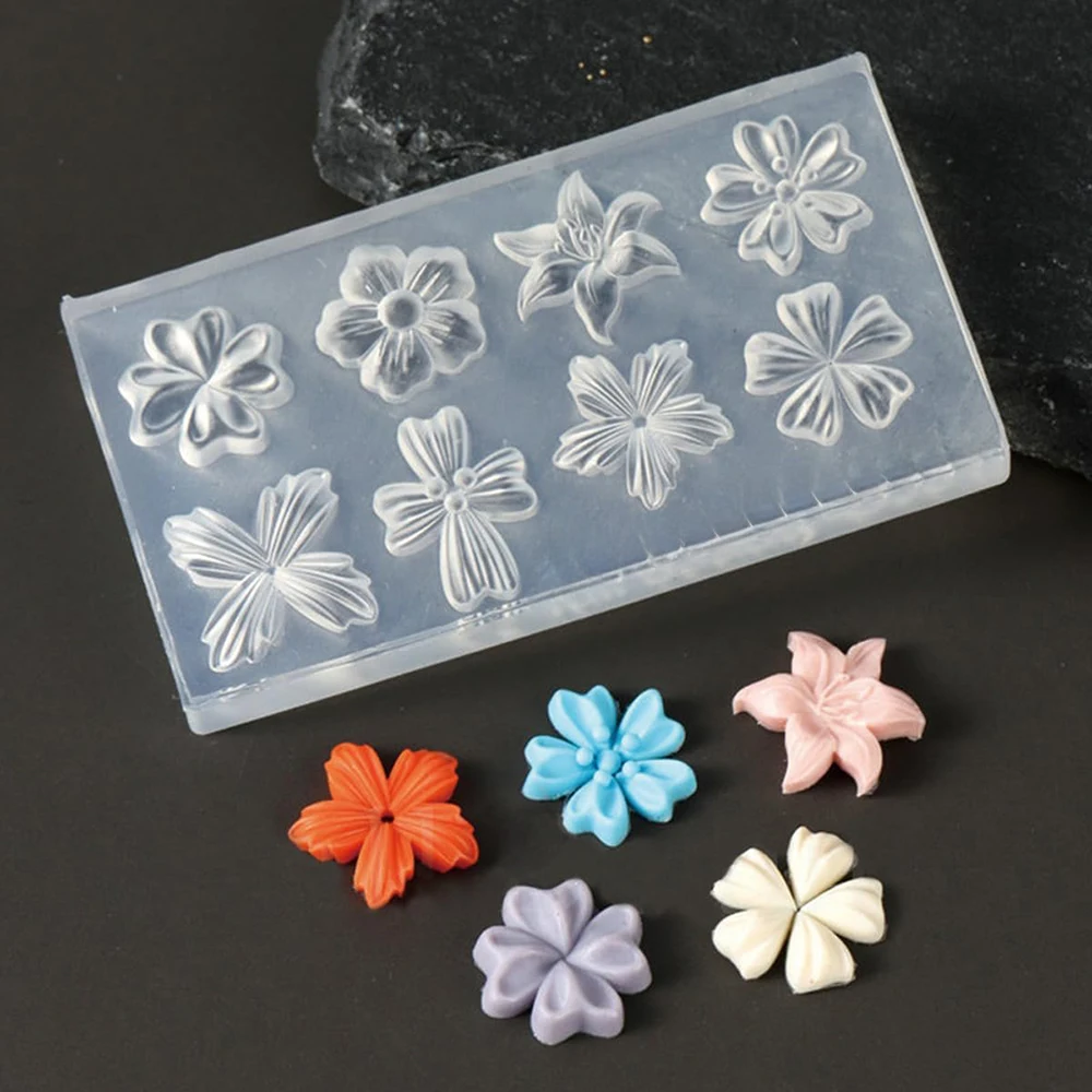 2개 세트 꽃 네일 몰드 실리콘 3D 플로럴 네일 참 5.4cm/3.6cm 스텐실 실리콘 몰드 조각 템플릿 매니큐어 DIY용