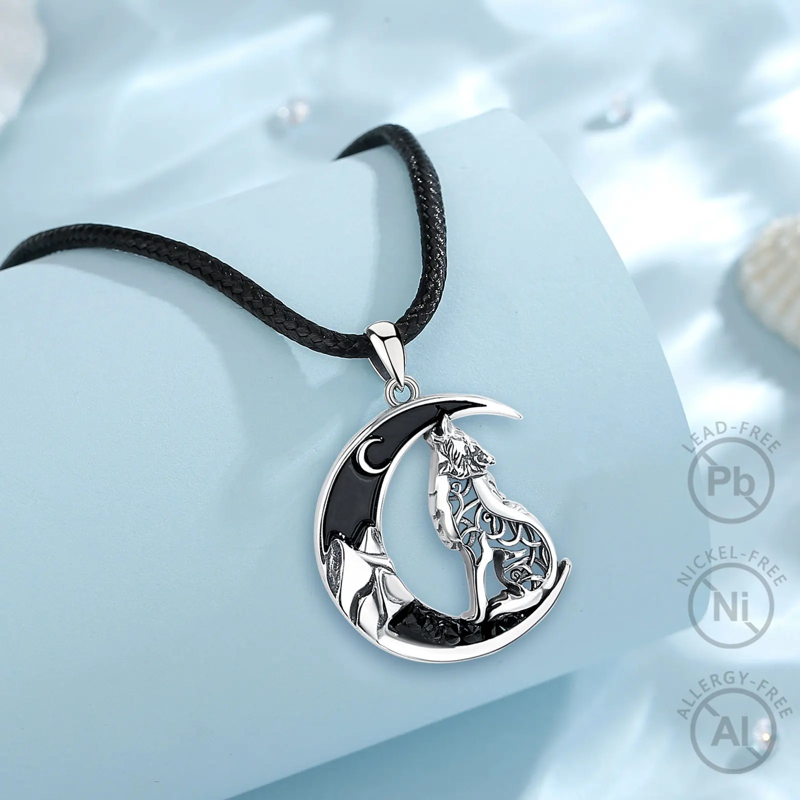 Collana Con Ciondolo Lupo E Luna In Argento 925 – Conchiglia Abalone, Gioiello Spirituale, Regalo Per Lei - 3