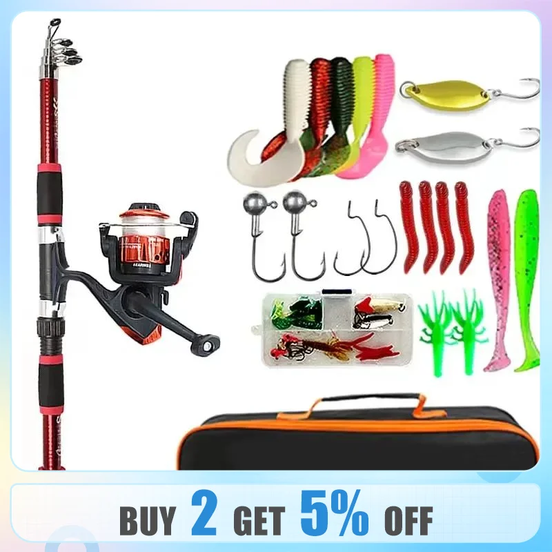 Telescopic Fishing Rod and Spinning Reel Travel Set 1