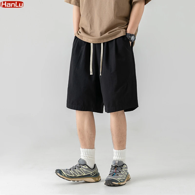 2023 Summer New Drawstring Shorts Men Casual Jogger Solid Sweathshorts Plus size  Harajuku Style High Quality Cotton Shorts